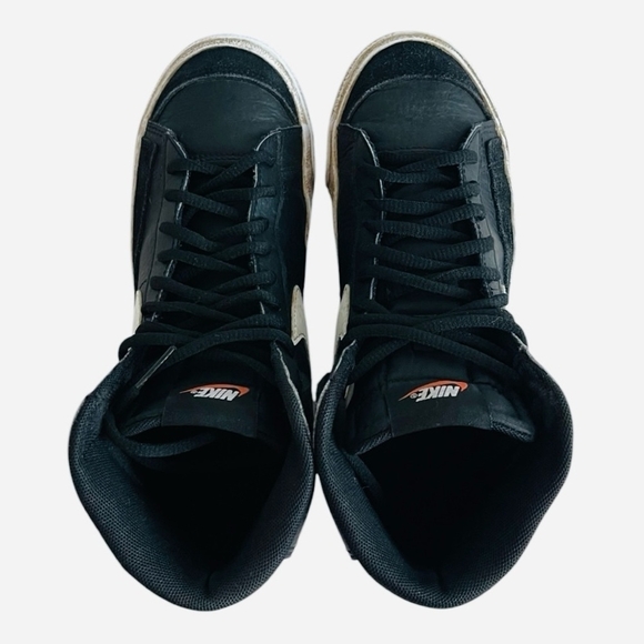 Nike Blazer Mid 77 Black Leather High Top Sneakers Mens 5.5 Lace Up Trainers - Picture 6 of 8